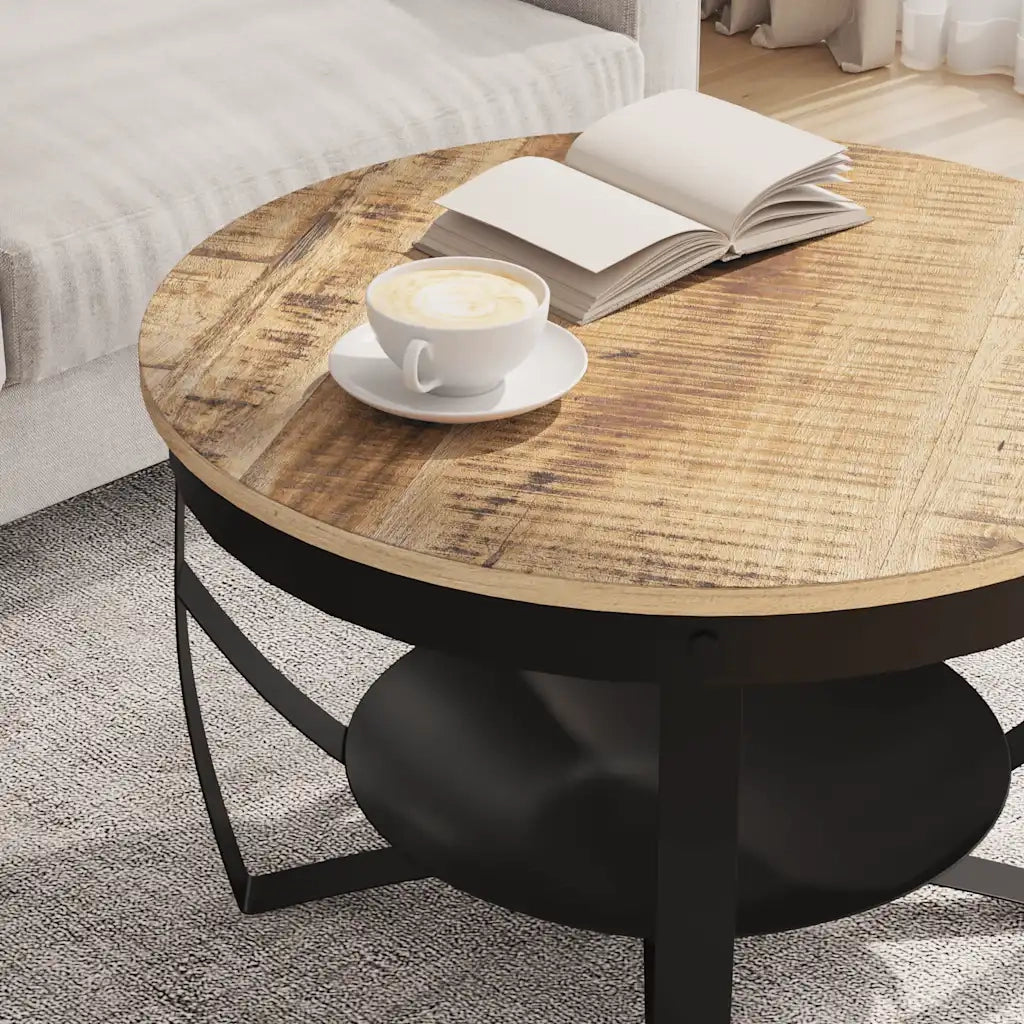Tavolino da Salotto Ø68x43cm in Legno di Mango Grezzo 320794