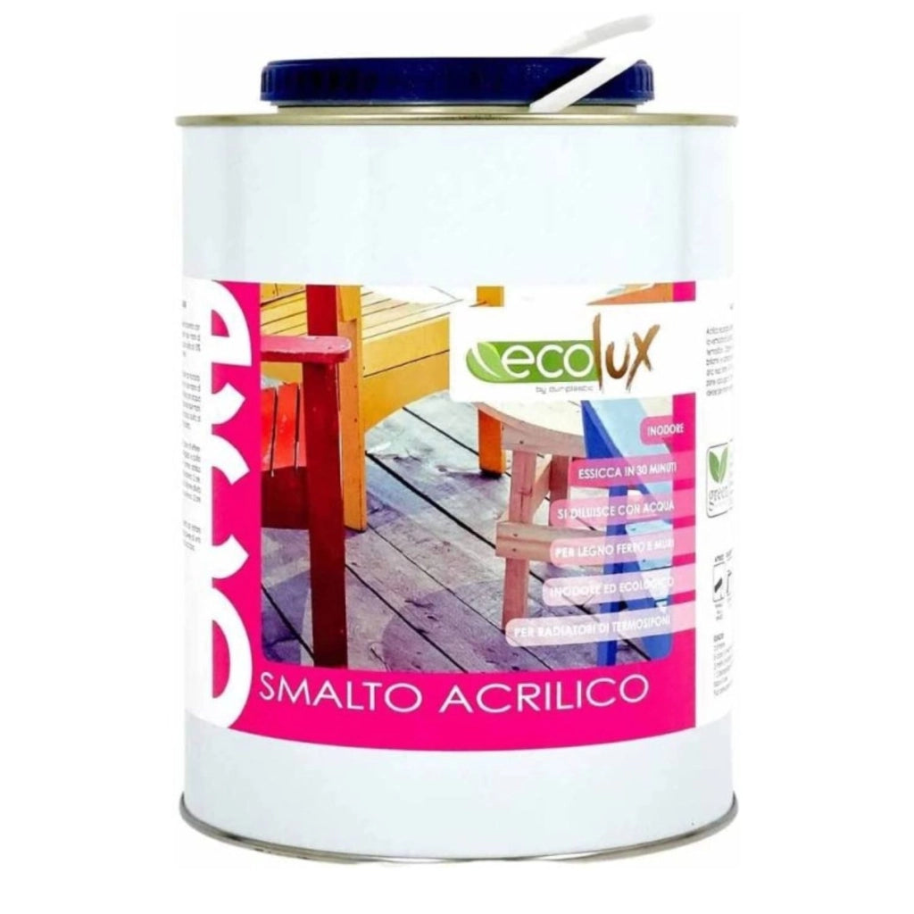 Ecolux smalto ecologico satinato acrilico ad acqua inodore per interno ed esterno *** tinta grigio, contenuto litri 2...
