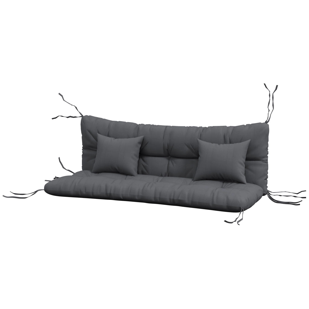 Set 4 Cuscini da Giardino con Imbottitura ¨C Minimal ¨C Poliestere Grigio Carbone