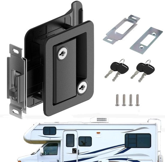 Pomello Porta Autoportante - Rilievo Antifurto - Doppio Cilindro - Antisfurto - Resistente al Tempismo - Adatto per Caravan/Camper - Incluso 4 Chiavi - Porta Caravan