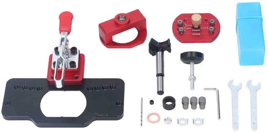 Fissaggio Jig in Alluminio - 35mm Progettazione di Foro - Trapano a Foro - Lavorazione del Legno - Base Solida - Accessori Inclusi - Guida del Trapano