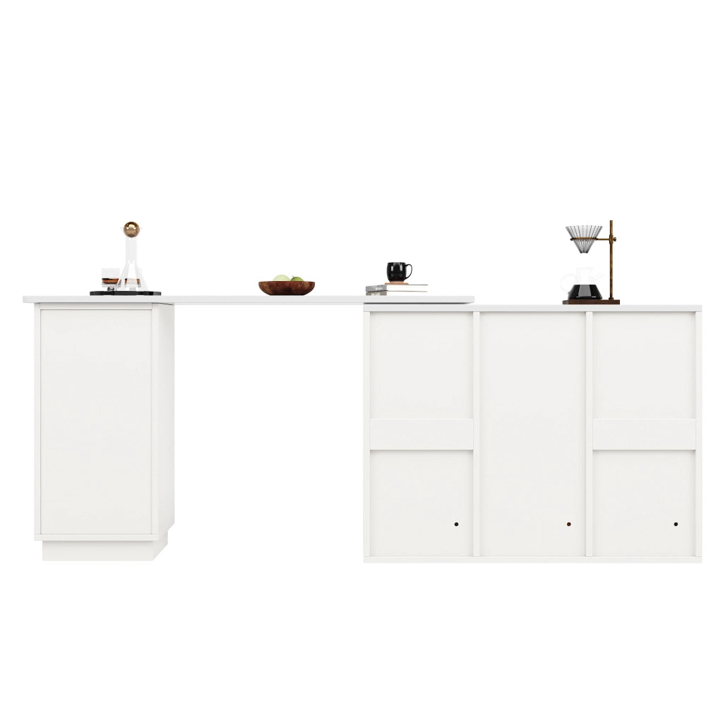 Tavolo Bar Girevole 360¡ã con Piano in Marmo e Vano Aperto ¨C MINIMAL ¨C Bianco 210x30x100,9 cm