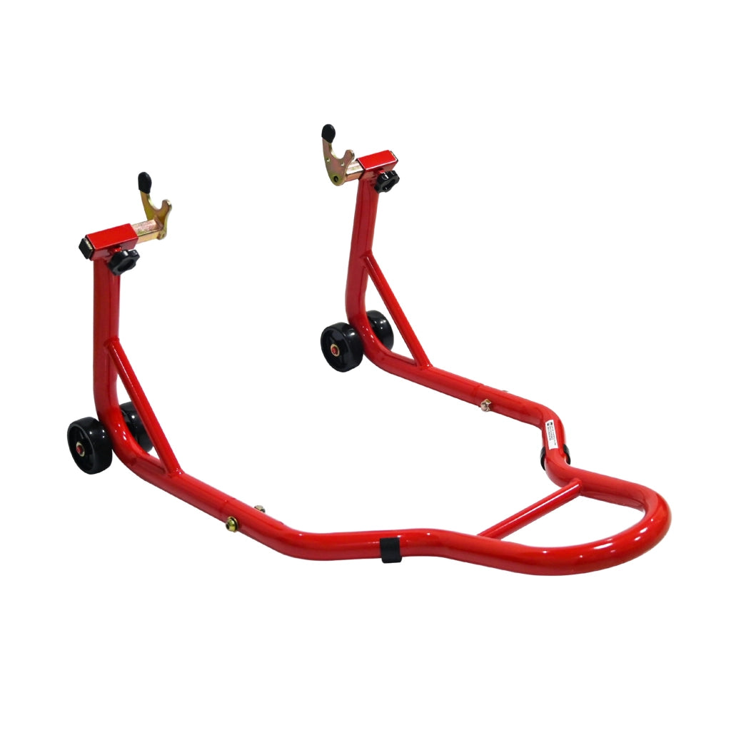 Supporto moto anteriore e posteriore 50,5 x 50,5 x 12 cm in acciaio rosso per manutenzione