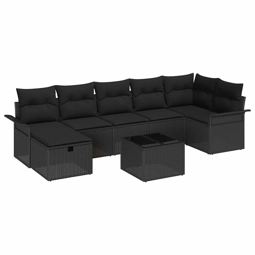 Set Divano da Giardino con cuscino 8 pcs Nero Poly Rattan 3360244