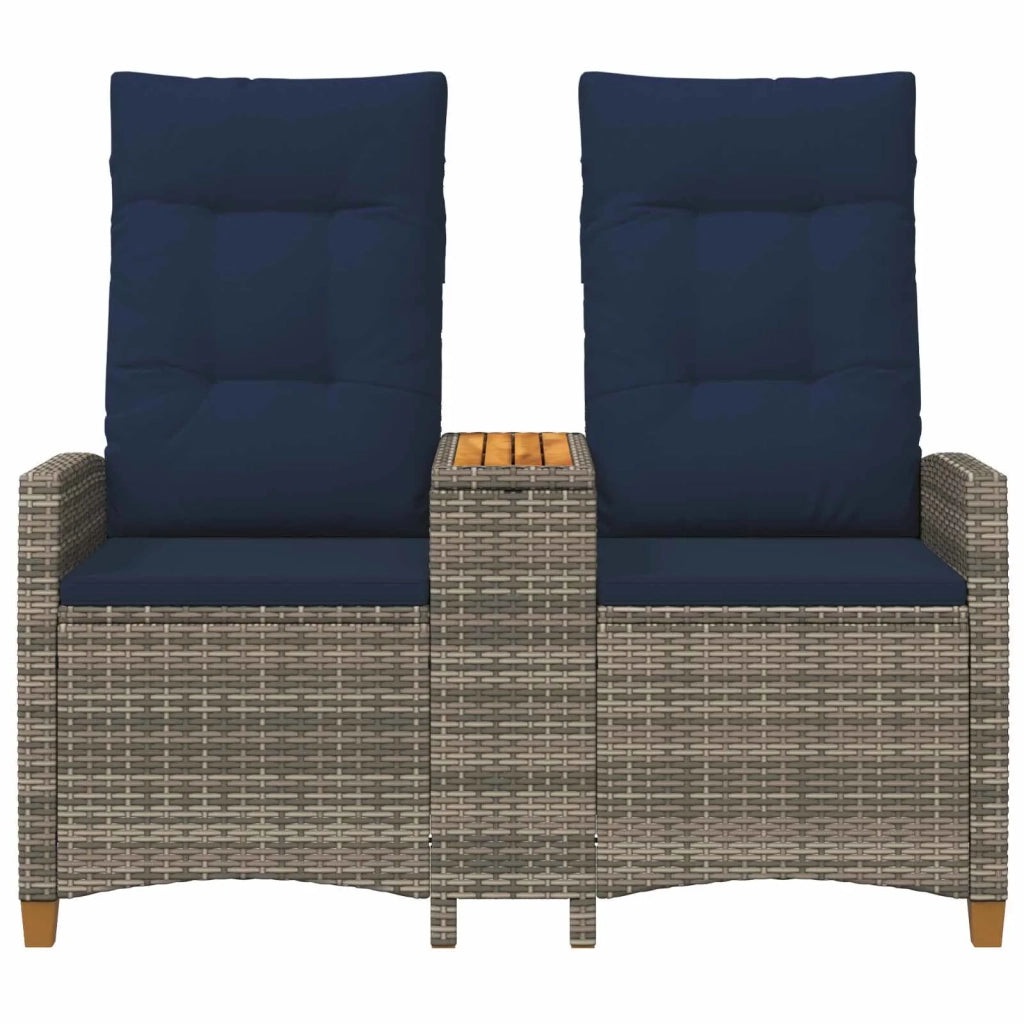 Panchina reclinabile con tavolo Grigio e Blu Navy polyrattan