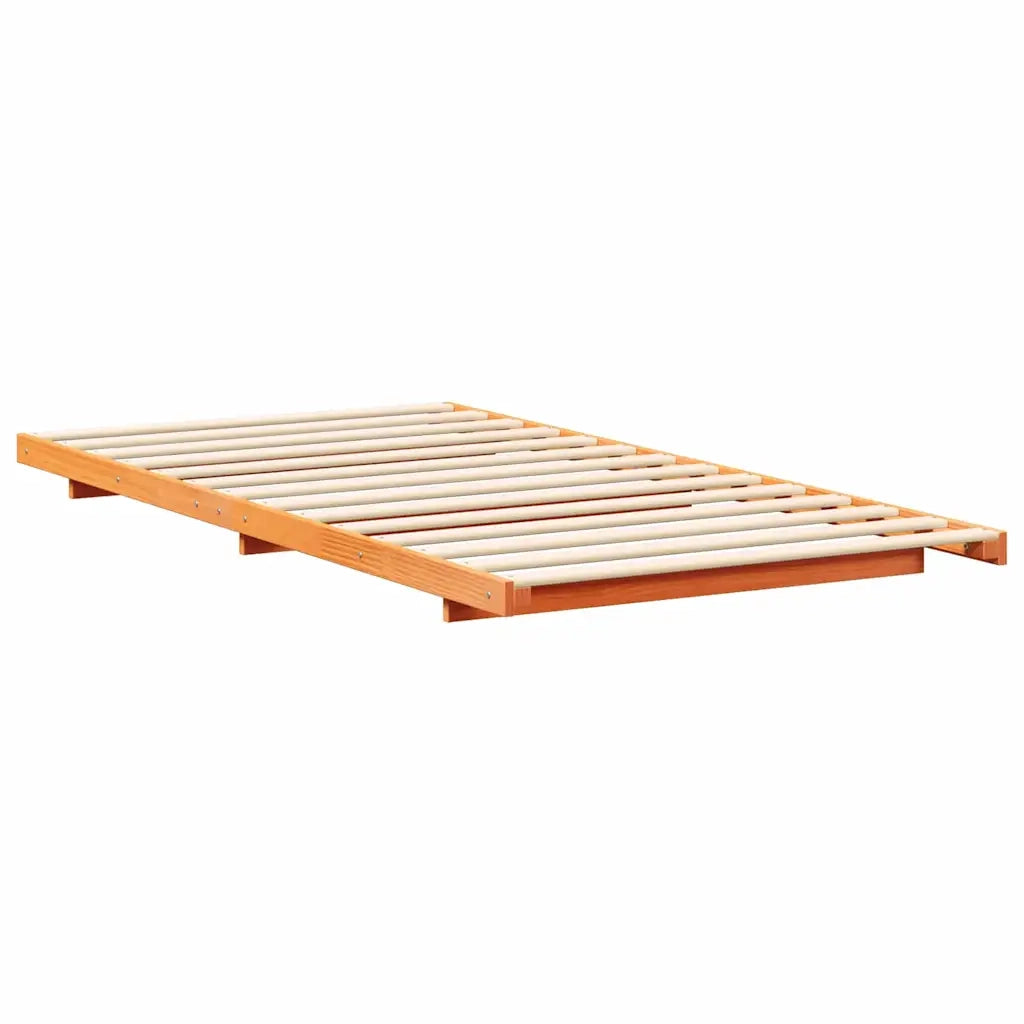 Letto singolo | Letto per adulti | Struttura del letto Marrone cerato 90 x 220 cm Pino massello