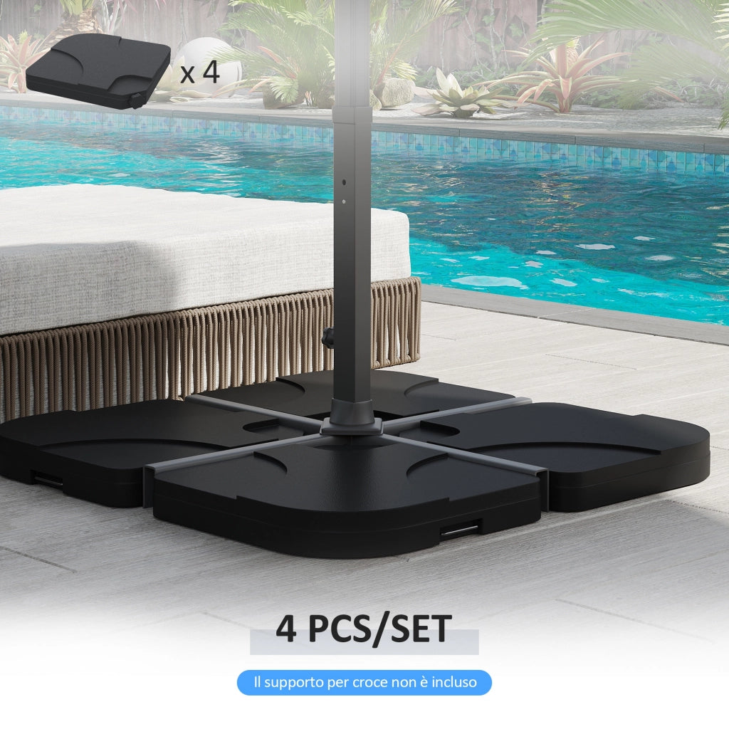 Set 4 Pezzi Base per Ombrellone da Giardino in Plastica ¨C Minimal ¨C 50x50x7.5 cm