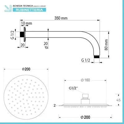 Set doccia incasso con braccio soffione tondo e kit doccino acciaio cromo  Dalila