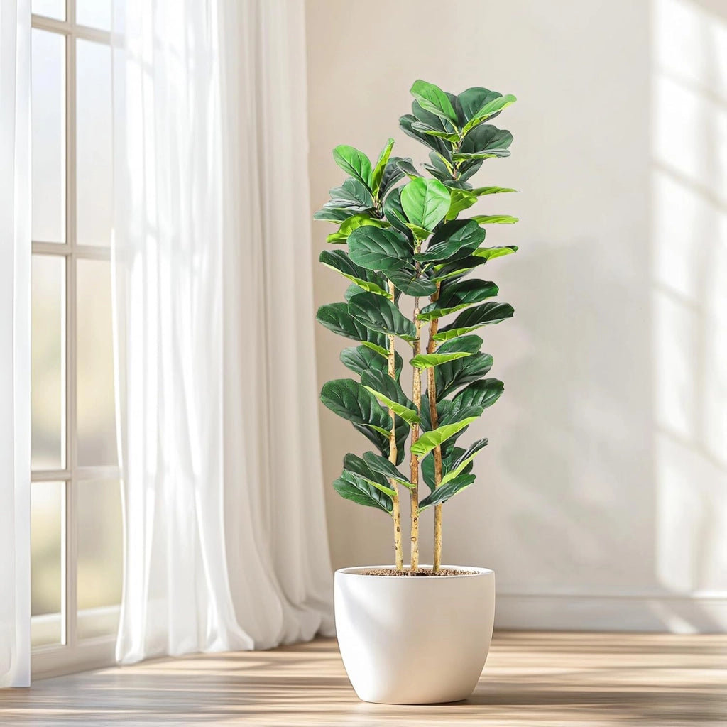 Ficus Lyrata Artificiale 150 cm Pianta Finta da Interno con Vaso per Salotto e Ufficio