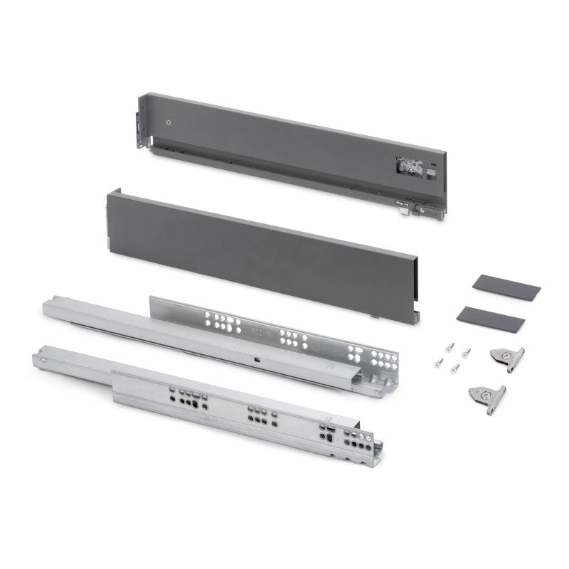 Cassetto esterno Vertex con regolazione 3D altezza 131mm, 40kg, spessore del pannello di 18mm, profondità 500mm, Acciaio