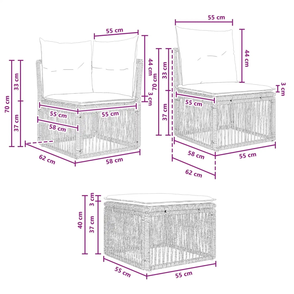 Set Divano da Giardino 11 pz Nero polyrattan 3434452