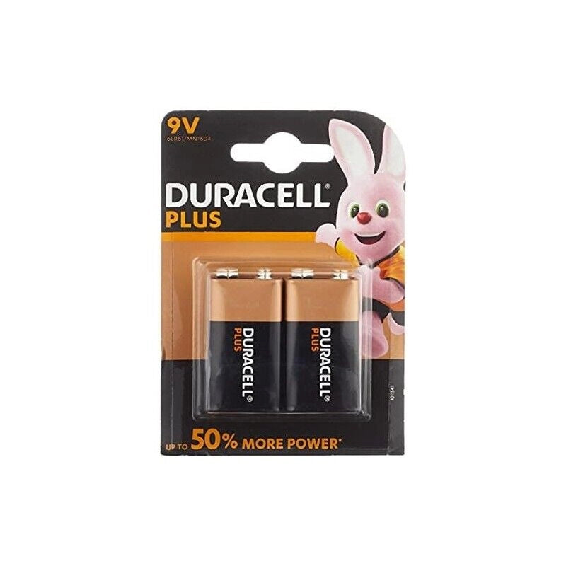 SET 2 CONFEZIONI DURACELL SIMPLY BATTERIA PLUS DA 9 VOLT 1 PEZZO