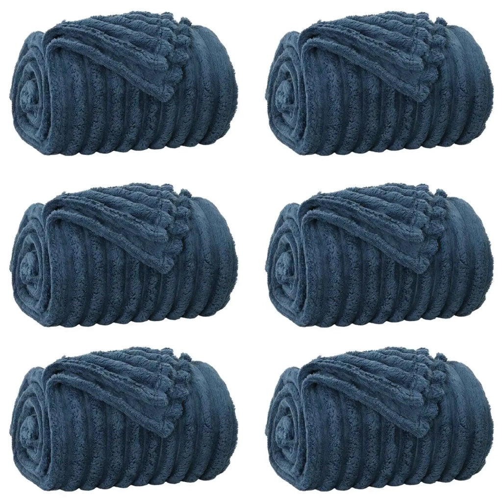 Coperte da Pile 6 pcs Blu navy 200 x 150 cm Panno 42016882
