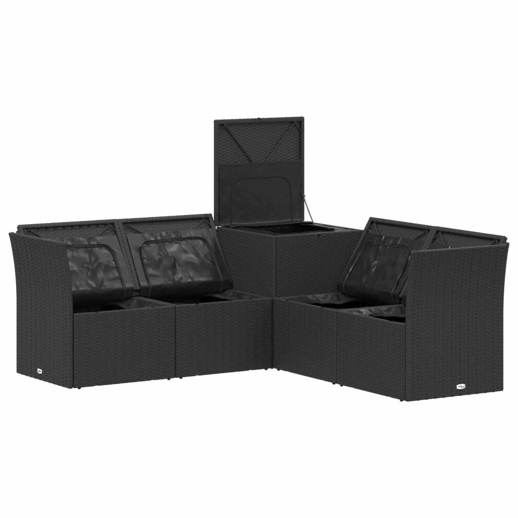 Set di divani 5 pz Nero e Bianco Crema 3447832