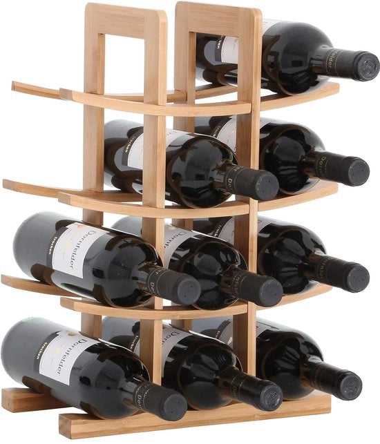 Scaffale in Bambù - Adatto per 12 bottiglie - 30x16x42 cm