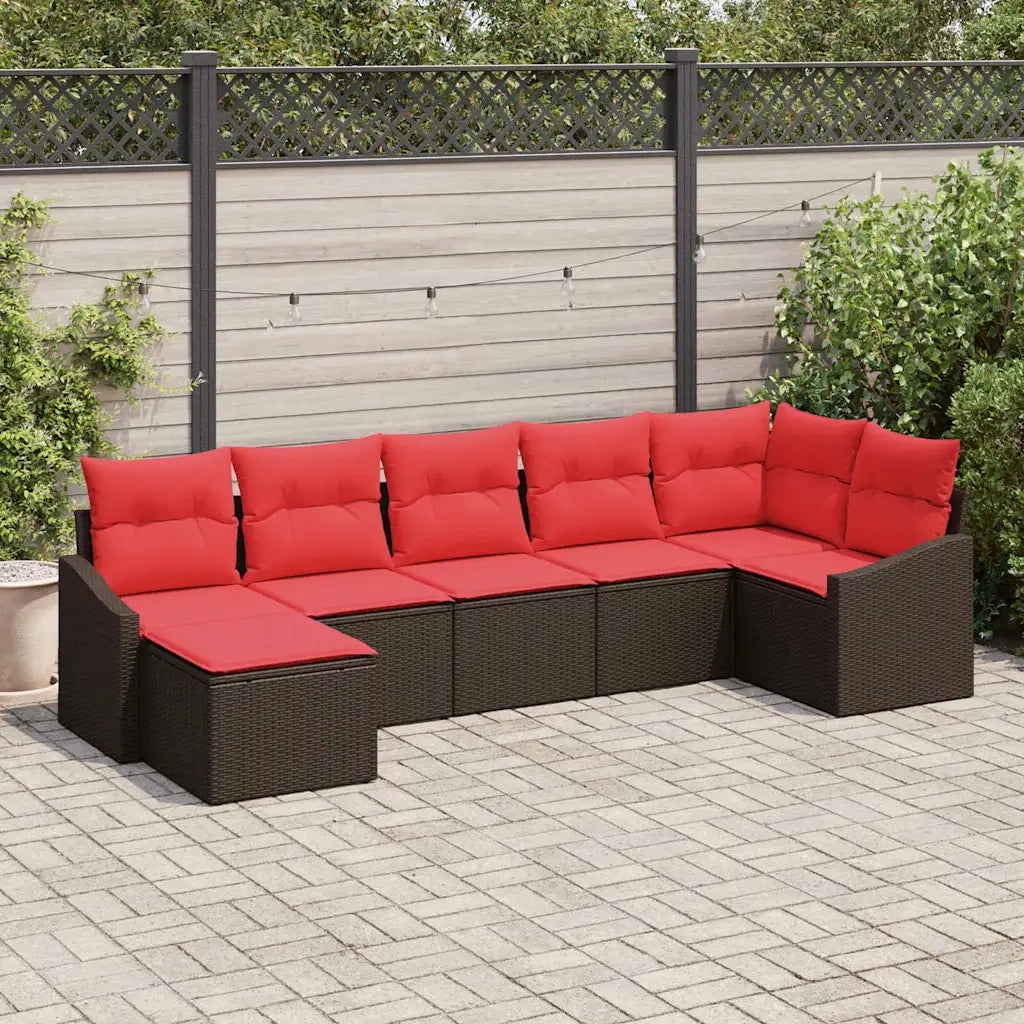 Set di divani 7 pz Marrone polyrattan 3346814