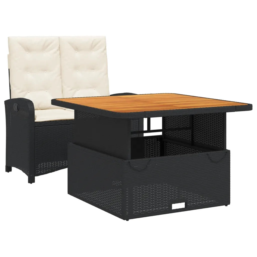 Set da Pranzo da Giardino 2 pz con Cuscini Nero in Polyrattan 3277319