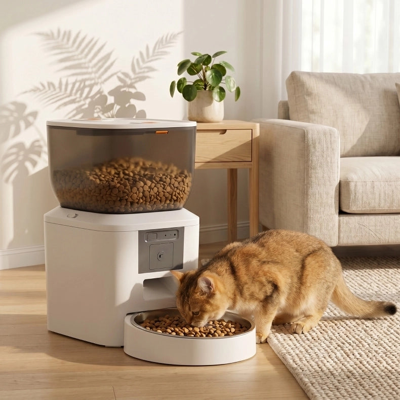 DISTRIBUTORE Automatico per Gatti 4 L con Fotocamera Wi-Fi 2,4 GHz Bianco