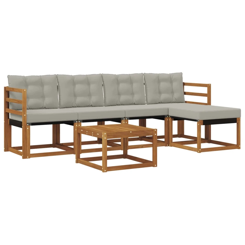 Set di divani da esterno 6 pcs Grigio Naturale e Chiaro 3368582