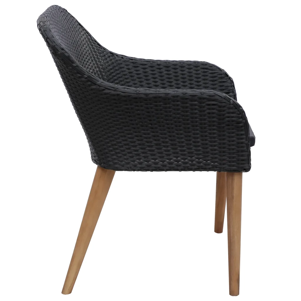 Set da Pranzo da Giardino 9 pz in Polyrattan Nero