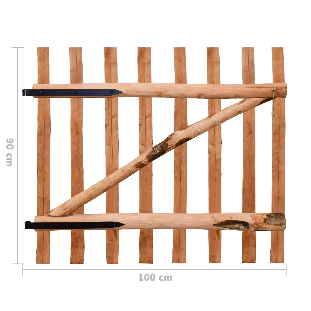 Cancello Singolo Recinzione Legno Nocciolo Impregnato 100x90 cm 142595