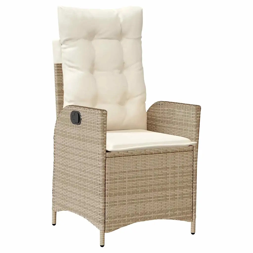 Set da Pranzo per Giardino con cuscino 5 pcs Beige polyrattan