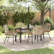 Set da Pranzo per Giardino con cuscino 5 pcs Marrone polyrattan