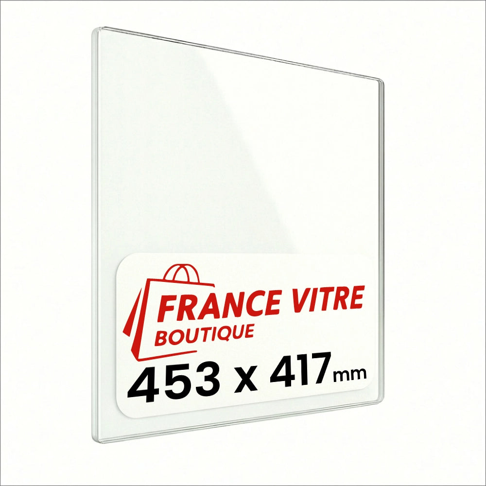 453 x 417 x 4 mm - Vetro per stufa a legna - vetro camino di ricambio - vetro per caminetto resistente al fuoco - France Vitre