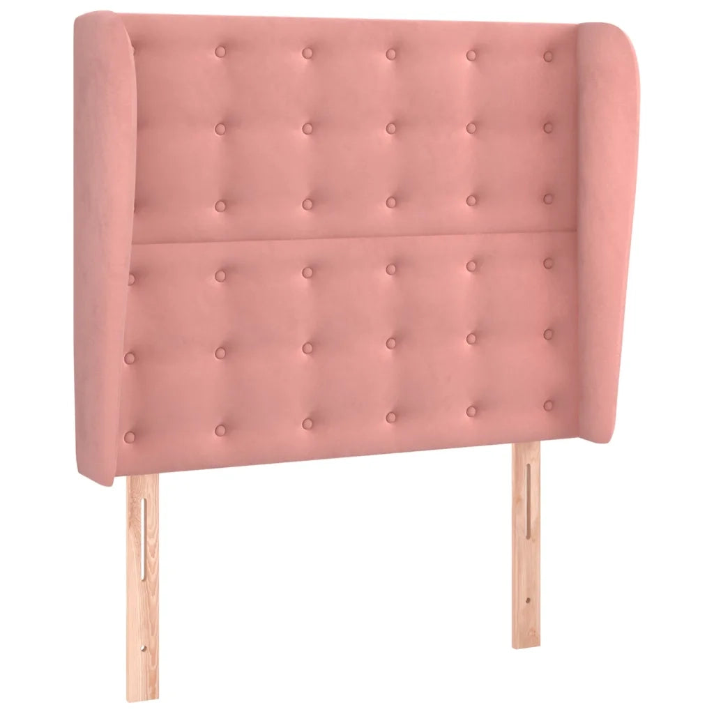 Testiera ad Orecchio-Testata con Orecchie Rosa 93x23x118/128 cm in Velluto 919540