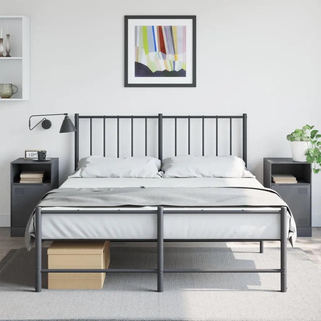 Comodino | Armadio da Notte | Mobiletto da notte Antracite 34,5x39x62 cm in Acciaio