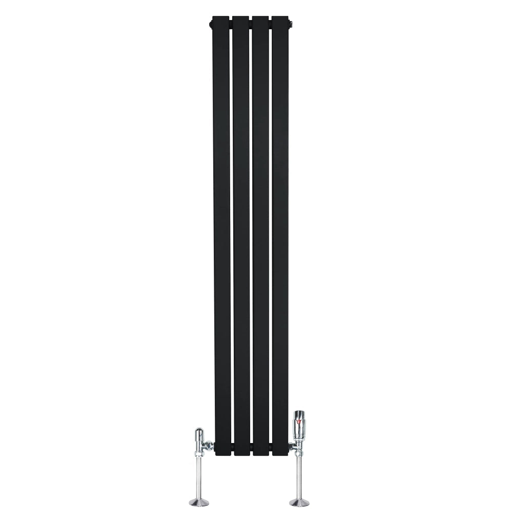 Radiatore Verticale 1600 x 280 mm con Valvole TRV Nero