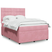 Giroletto a Molle con Materasso Rosa 140x190 cm in Velluto 3294639