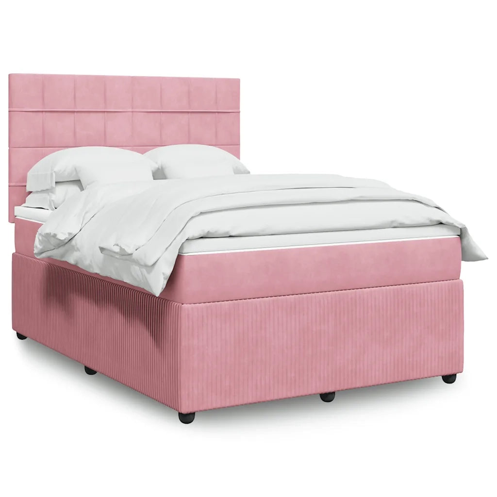 Giroletto a Molle con Materasso Rosa 140x190 cm in Velluto 3294639