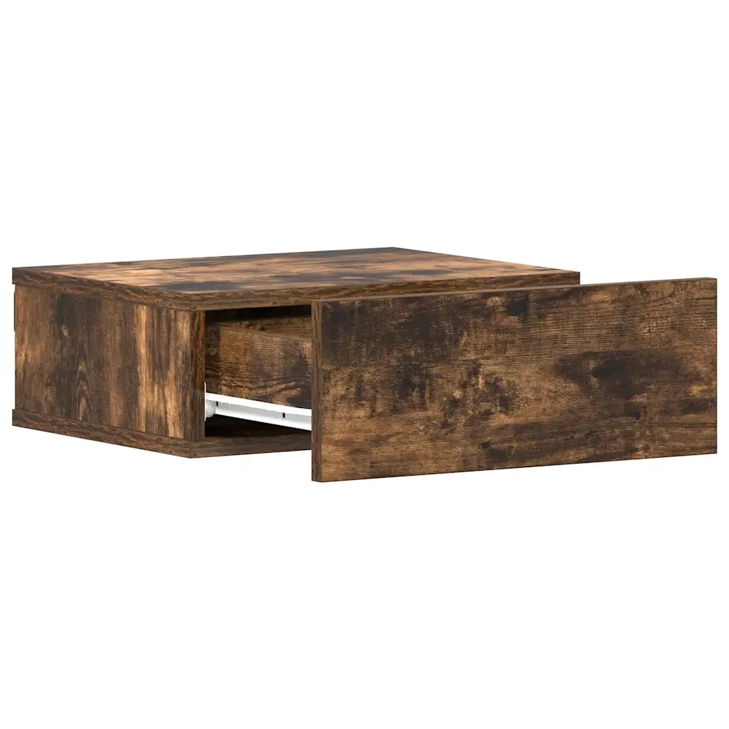 Set di 2 Comodini | Armadio da Notte | Mobiletto da notte Pensili Rovere Fumo 40x30x15 cm Legno Multistrato