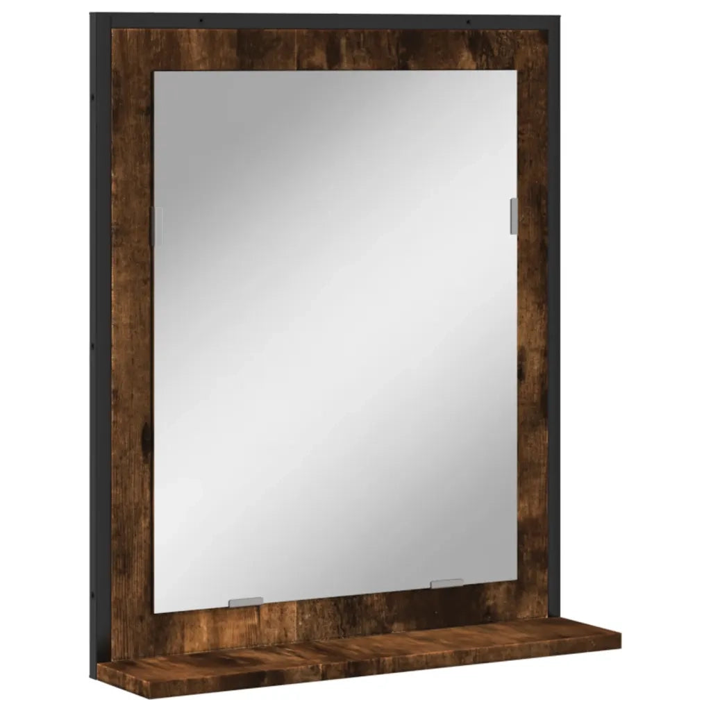 Specchio Bagno con Ripiano Rovere Fumo 50x12x60 cm Multistrato