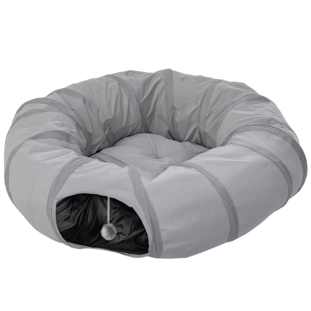 Tunnel per gatti con letto e cuscino ¨C Minimal ¨C grigio ?90x27cm