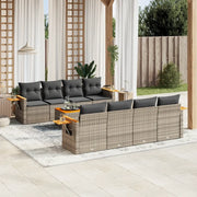 Set Divano da Giardino 9 pz con Cuscini Grigio in Polyrattan 3259064