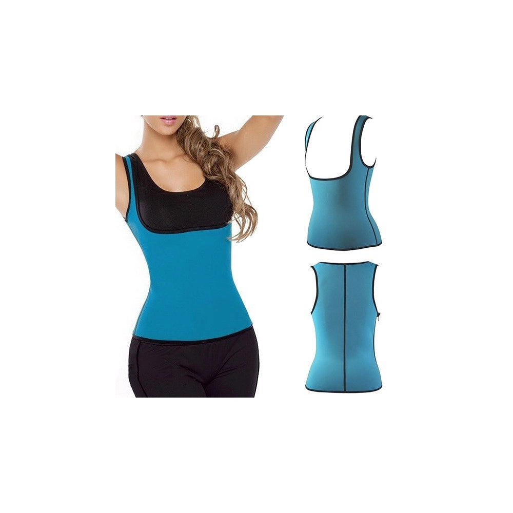Trade Shop - Canotta Snellente Donna Cami Hot Shapers Dimagrante Neotex Azzurra Per Fitness -    Xl