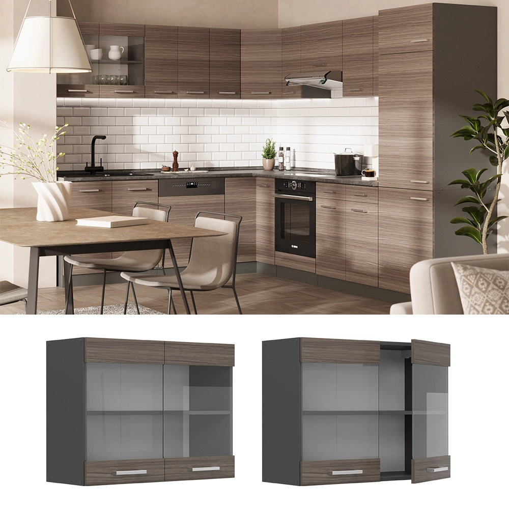 Vicco Mobile da cucina in vetro Grigio nobile 80 cm