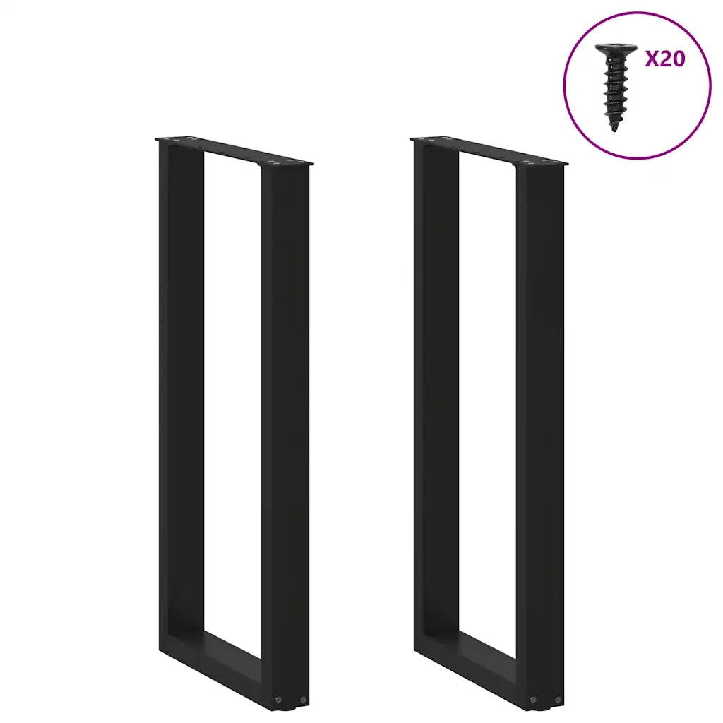 Gambe per tavolo da bar a forma di U 2 pz nere 40x(100-101) cm in acciaio 4013228