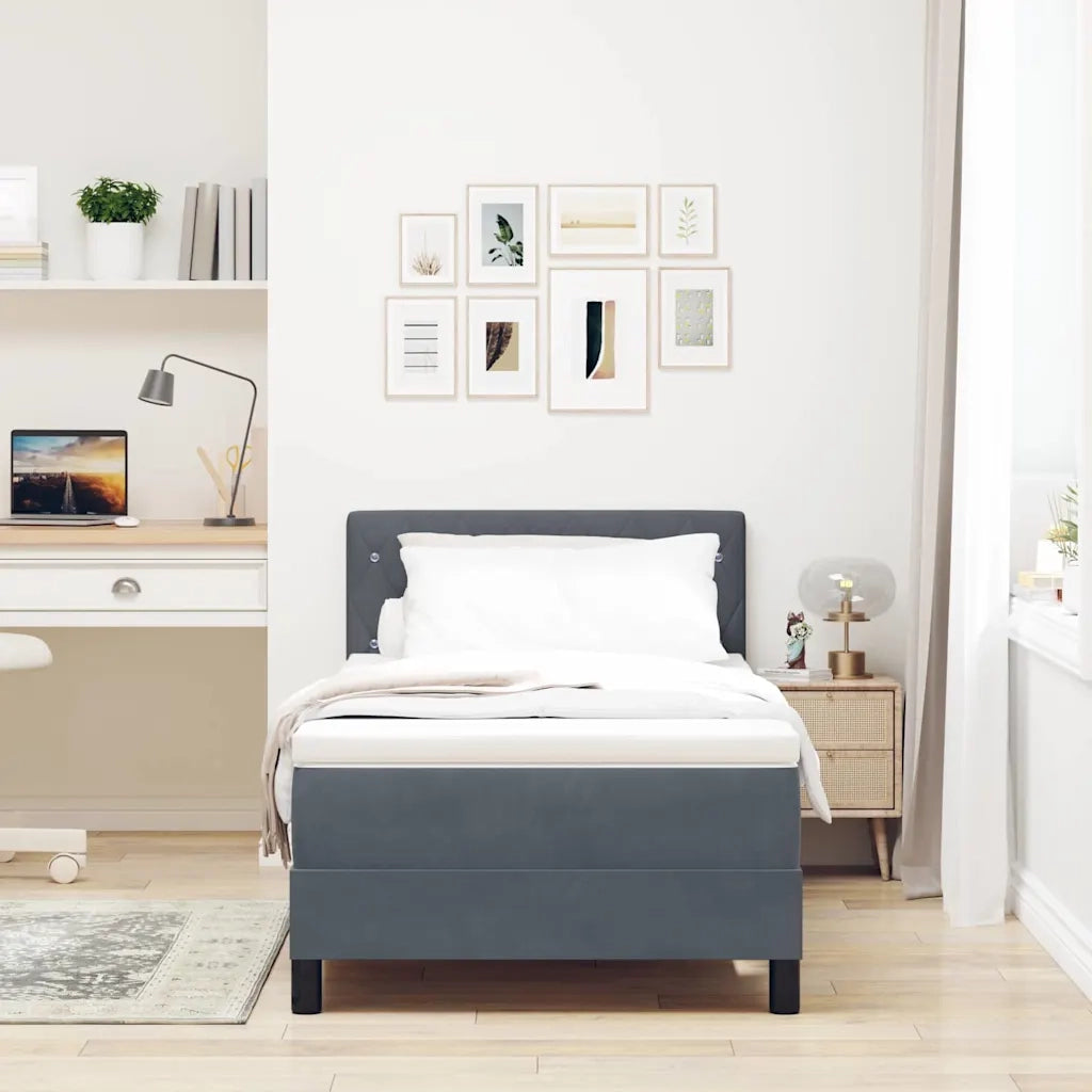 Letto a molle con materasso Grigio scuro 90 x 190 cm Velluto 3339075
