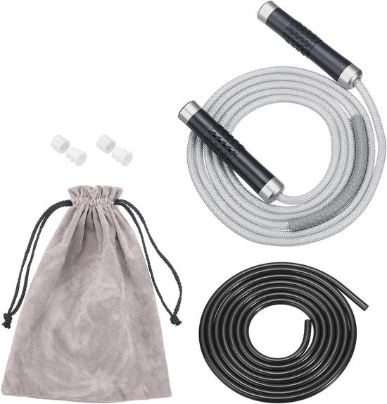 Tiro a resistenza per fitness 1 lbs - Tiro a resistenza con velocità di 9 mm stoffa cotone e 9 mm cavo PVC massiccio con biella a rulli girevoli - Adatto per uomini e donne - Esercizio aerobico - Grigio