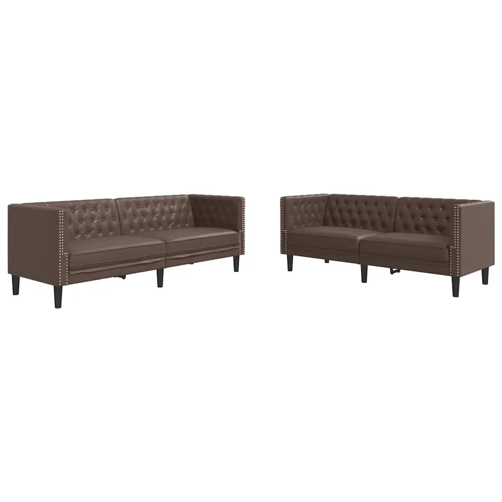 Set Divani Chesterfield 2pz Marrone in Similpelle 3209276
