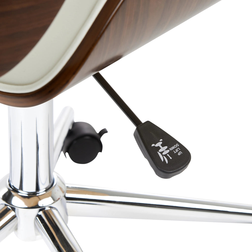 Sedia da ufficio ecopelle bianco e legno scuro arredamento da ufficio elegante