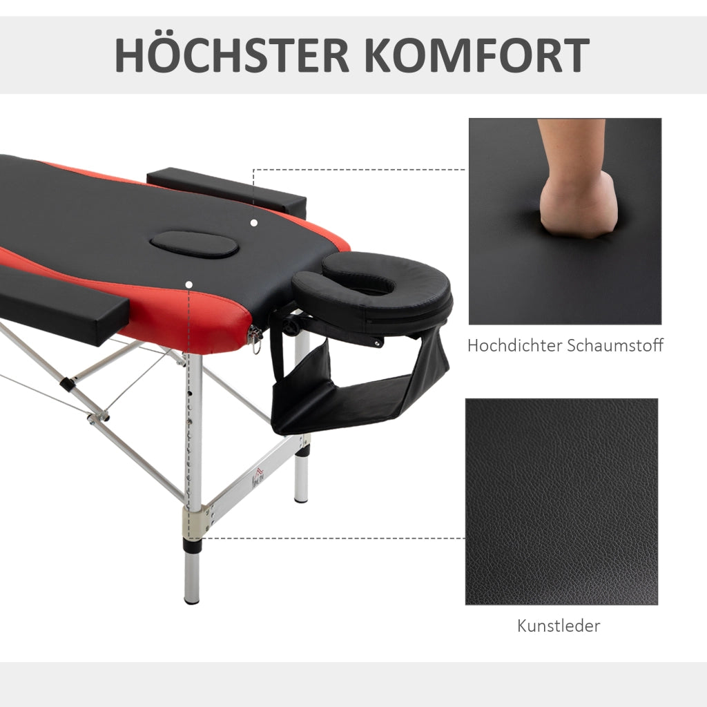 Letto Massaggio Portatile con Testiera e Braccioli ¨C zephmum ¨C Rosso
