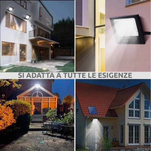 Faro 800W Led Compatto Da Esterno Con Pannello Solare E Controllo Remoto