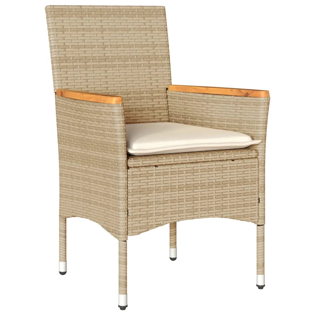 Set da Pranzo da Giardino 3 pz con Cuscini Polyrattan e Vetro 3278657