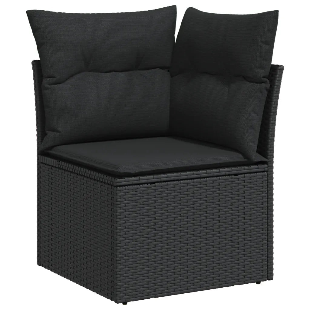 Set Divani da Giardino 10pz con Cuscini in Polyrattan Nero 3220684