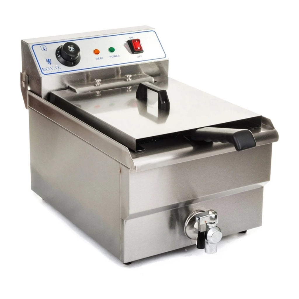 Friggitrice in acciaio inox 1 vasca da 10 litri resistenza rimovibile rubinetto di scarico professionale 3614011