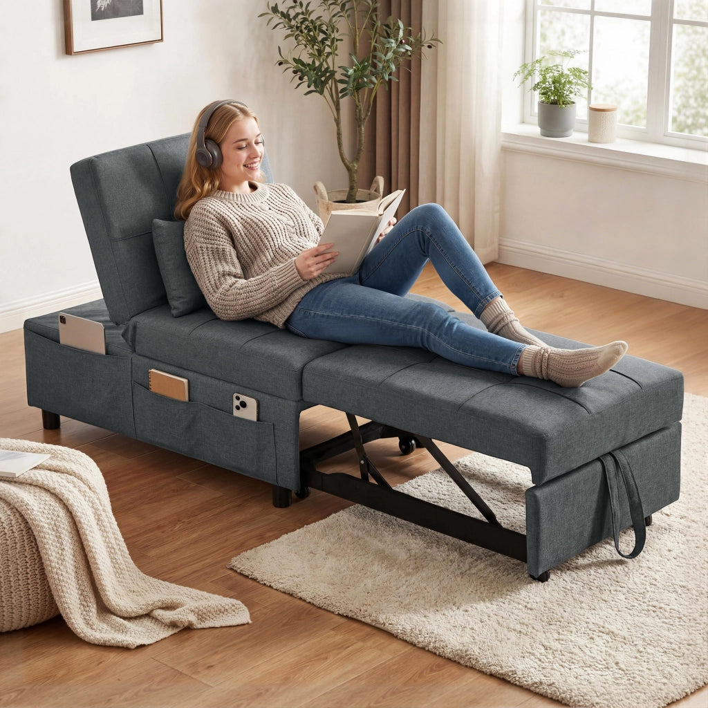 Divano letto imbottito ¨C Zephmum ¨C Grigio